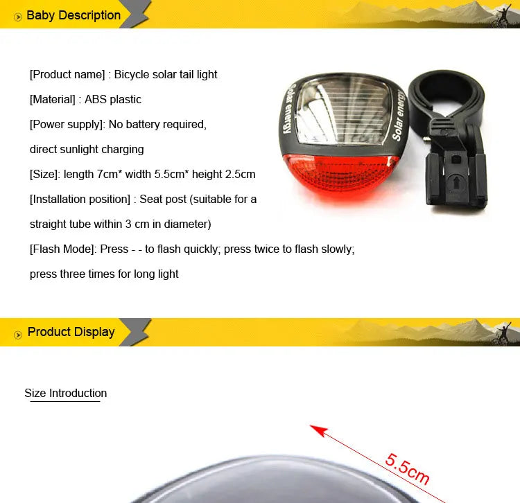 Solar Bike Light, USB rechargeable bike light with horn, waterproof, and power bank features.