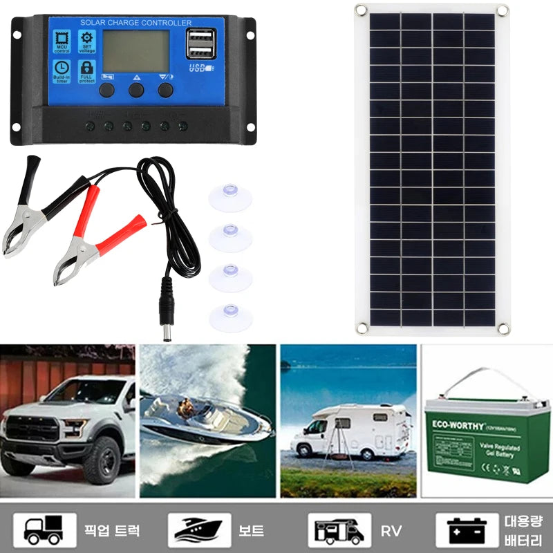 1000W Solar Panel, Solar charge controller for 12V systems with 10A-60A output, ideal for RVs, cars, phones, and outdoor power use.