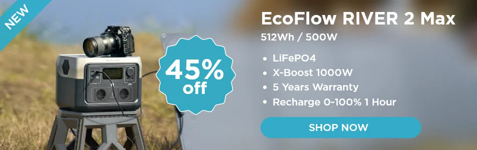 EcoFlow RIVER 2 Portable Power Station with LiFePO4 battery and 5-year warranty