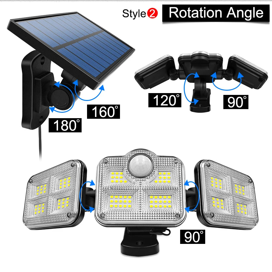 20w Super Bright Solar Light, Flexible solar lights for indoor/outdoor use with separate panel and light body and 5m cable.