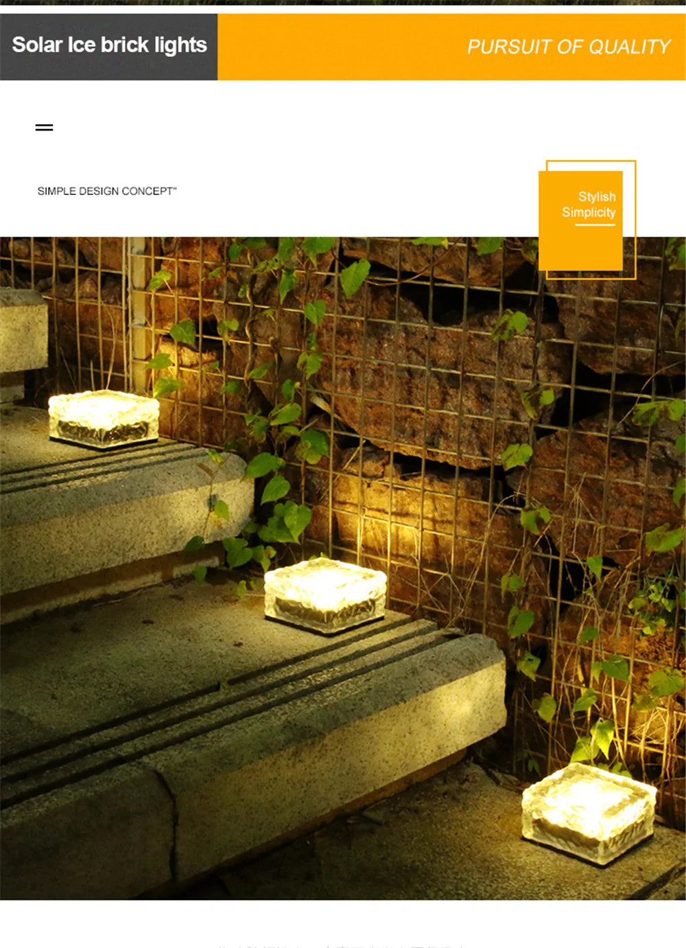 Solar Brick Ice Cube Light, Sleek solar-powered ice lights for outdoor spaces