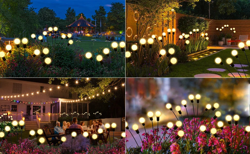 12LED Solar Firefly Light, Magical solar-powered firefly lights with 12 LEDs illuminate outdoor spaces.