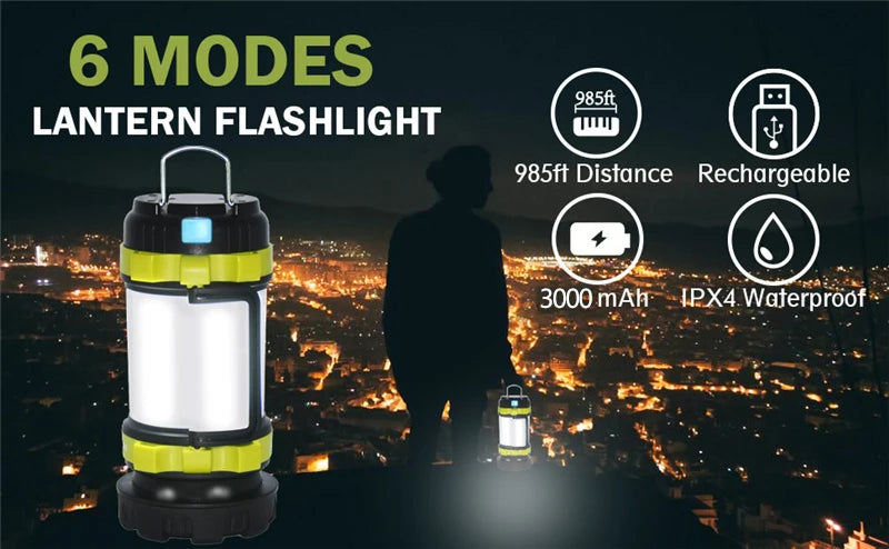 Camping lantern with multiple functions and rechargeable battery for reliable lighting on outdoor adventures.