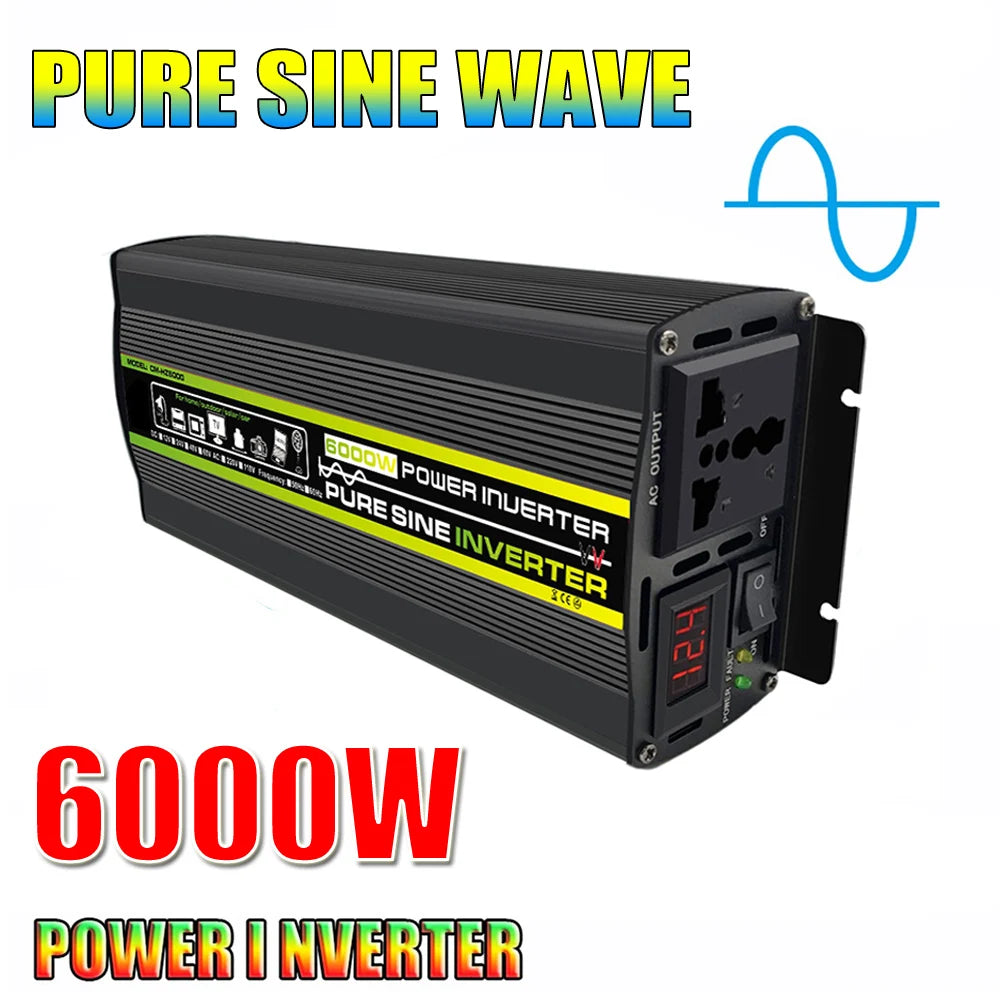 Pure Sine Wave Inverter, Inverter converts DC power to pure sine wave AC power for 110V/220V applications.