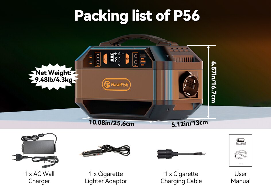 Packing list of P56 8 Net Weight: 9.481