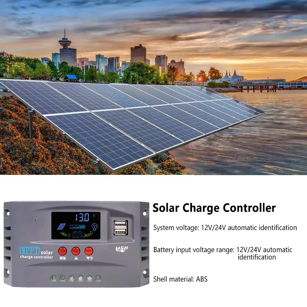 100A 12V24V MPPT Solar Charge Controller, Solar charge controller for various battery types with 30V system voltage and auto-identification.