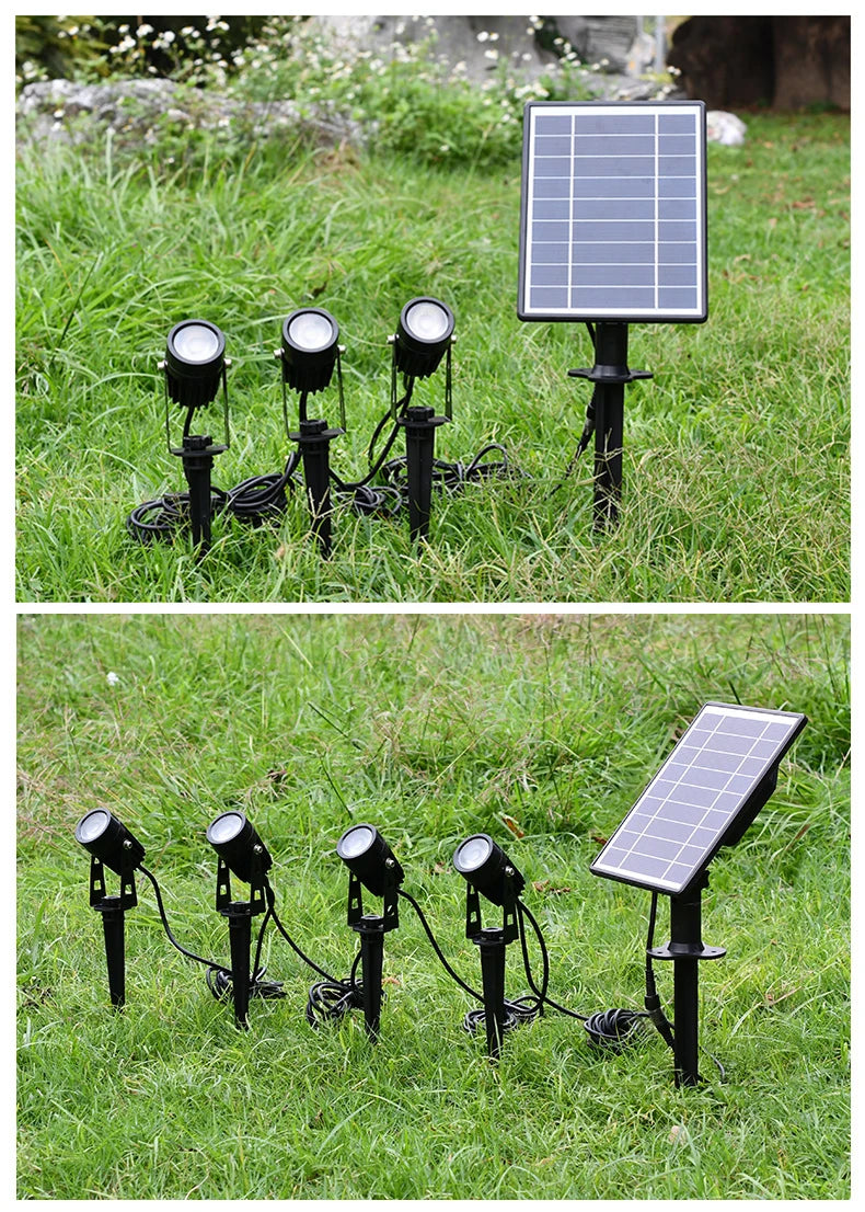 1 TO 4 RGB Outdoor Solar Landscape Light, Customize outdoor solar lamp's behavior with 9 modes: fade, flash, fixed colors like red to creamy-white.