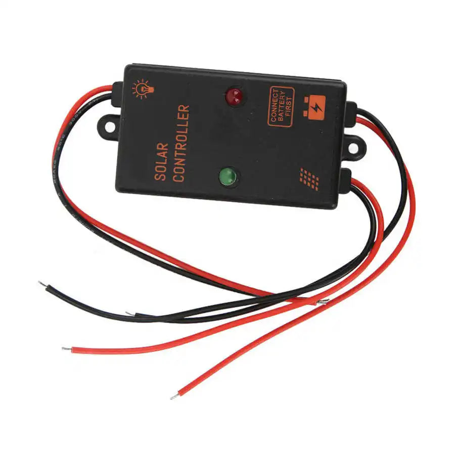 Waterproof solar panel controller with PWM charge control, suitable for outdoor use.