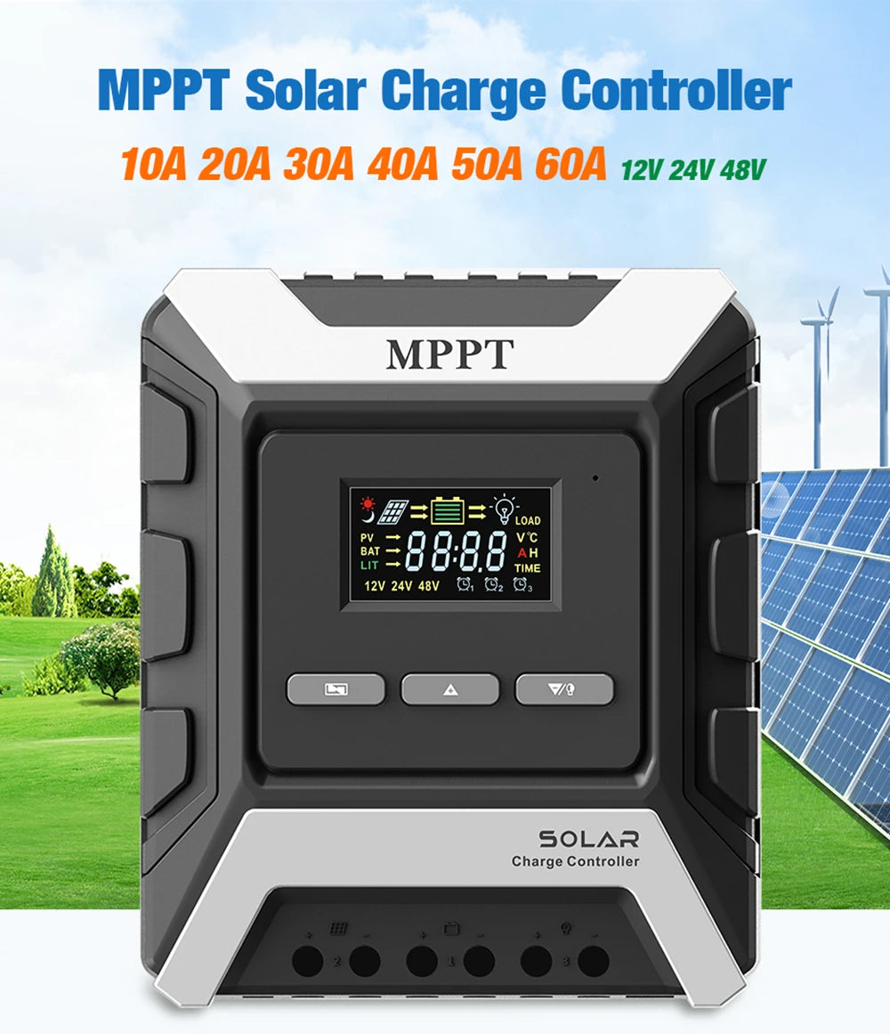 MPPT Solar Charge Controller, DC Output Specifications for a rechargeable battery.