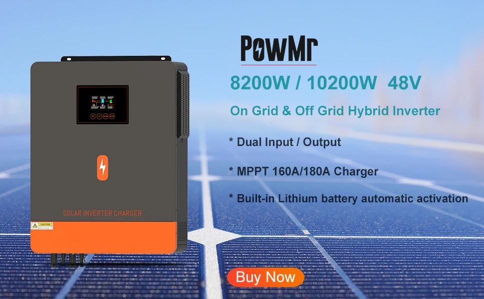 Solar Inverter with built-in MPPT controller, supports high-voltage panels & provides AC output via WiFi.