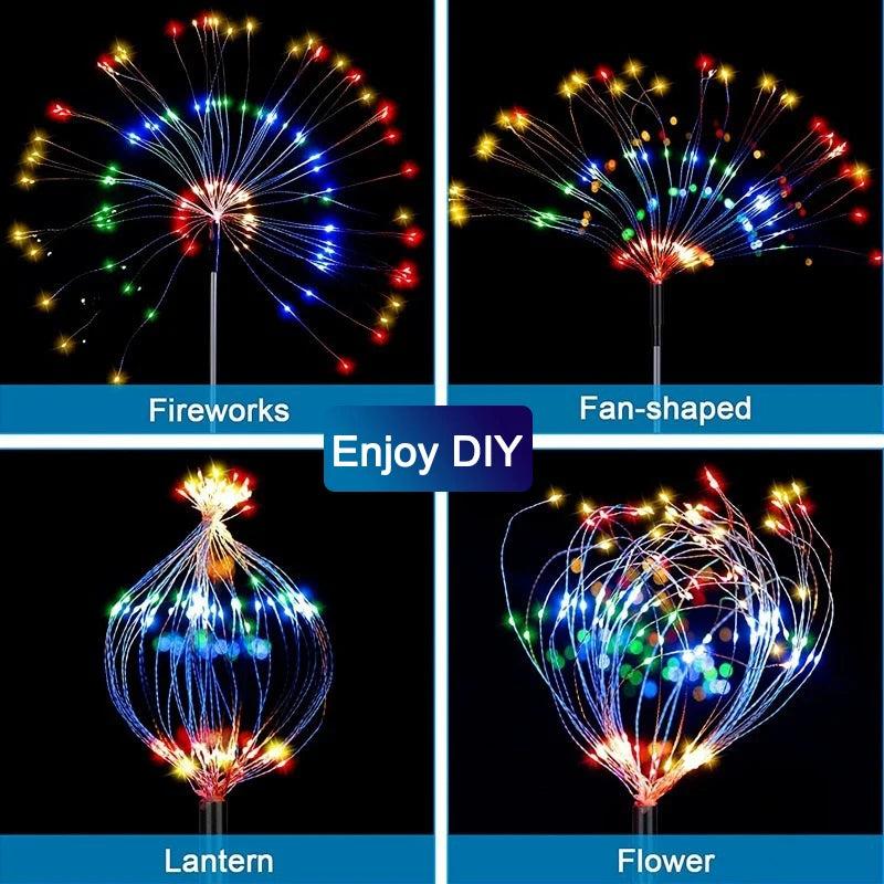 Solar LED Firework Fairy Light, Fan-shaped fireworks lanterns for a DIY flower arrangement or decorative pathway lighting.