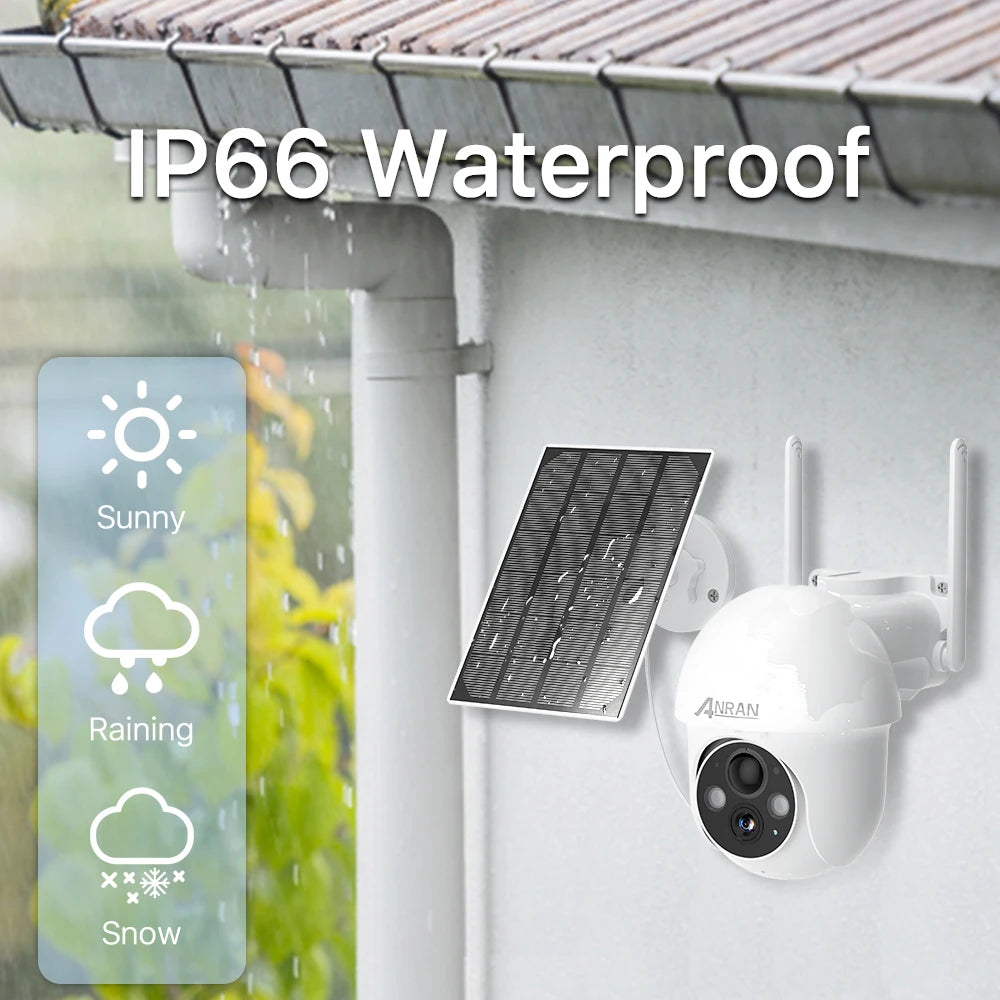 ANRAN 3MP Battery Camera, Water-resistant up to IP66, this camera is perfect for outdoor use in wet or sunny conditions.
