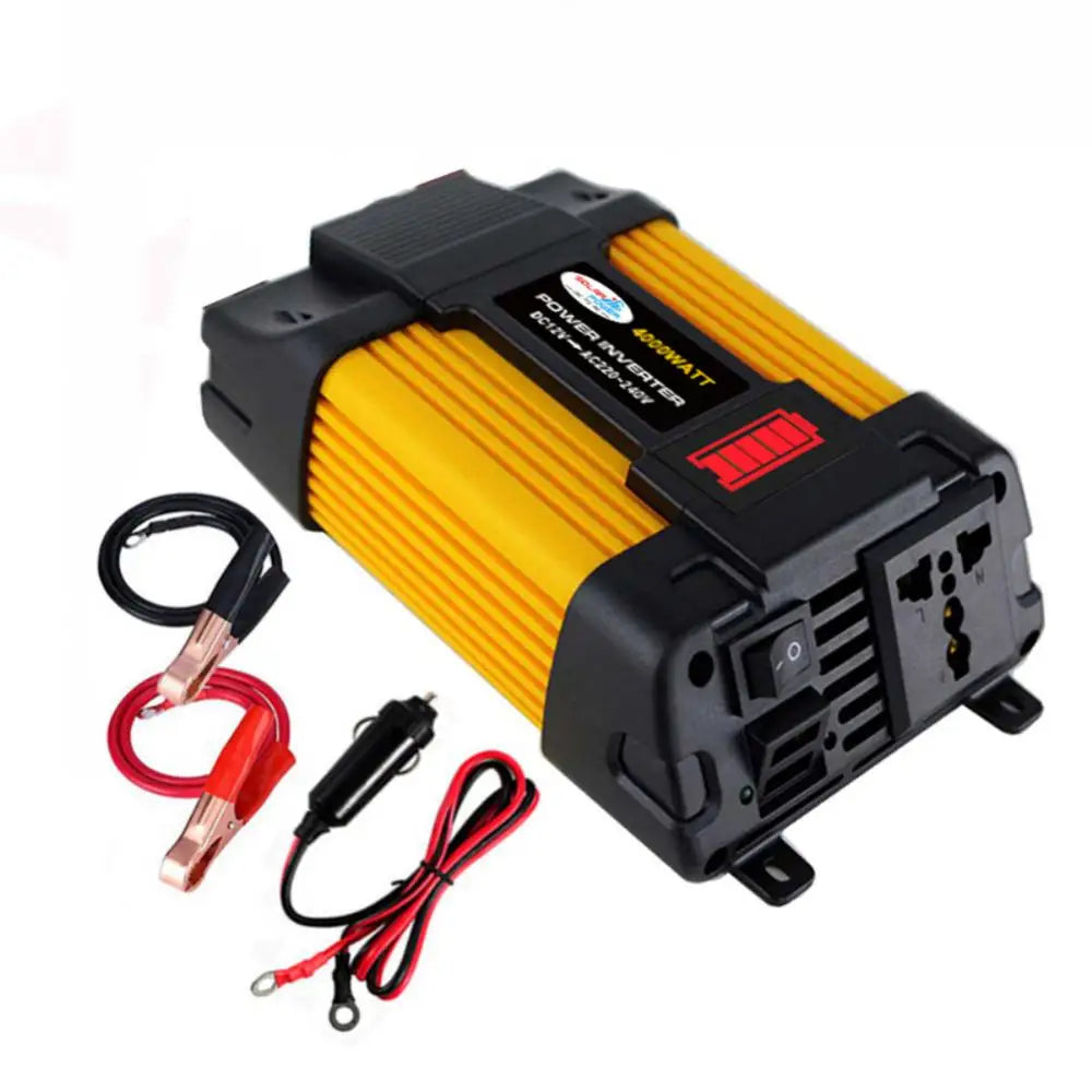 4000/6000W Solar Car Power Inverter, DC-to-AC converter producing improved sine waves at 110/220V with voltage and capacity displays.