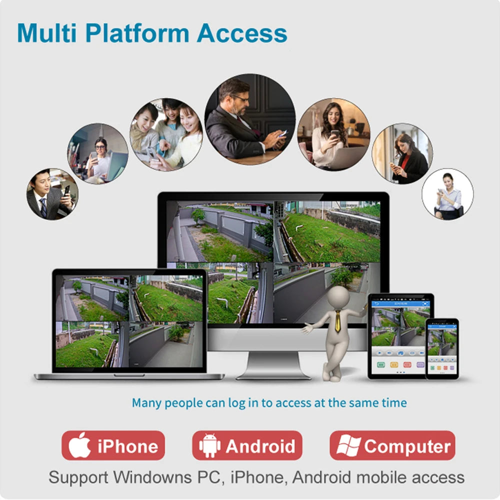 BYSL 4MP Solar Camera, Streamline surveillance with simultaneous access across iPhone, Android, Windows PC, and computer.