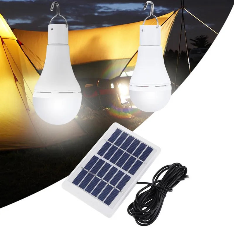 Solar Light, Solar-powered light bulb with hook for outdoor use, waterproof and energy-efficient.
