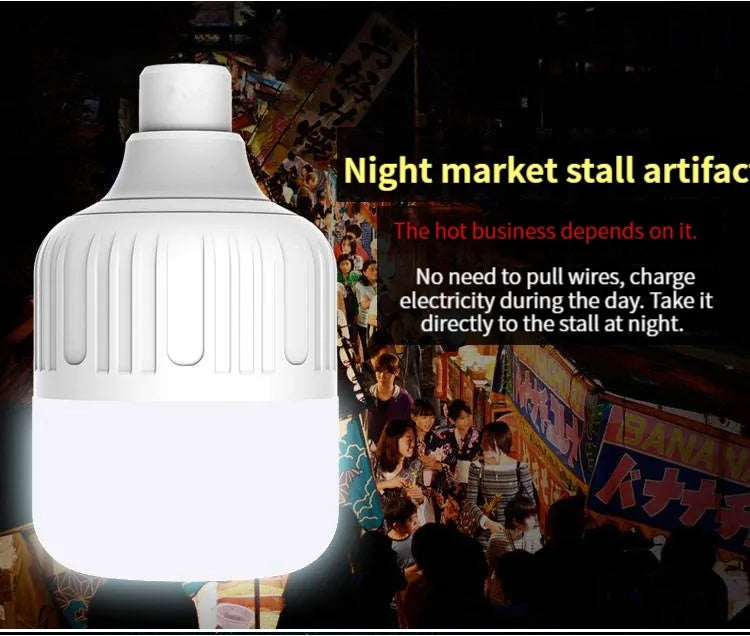 USB Rechargeable LED Emergency Light, Rechargeable LED light for outdoor events/markets: portable, no wiring required.