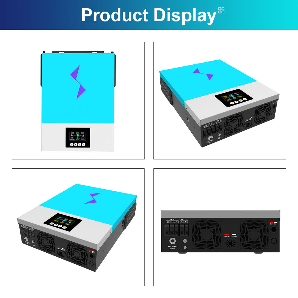 Inverter connects to solar panels and internet for monitoring and control.