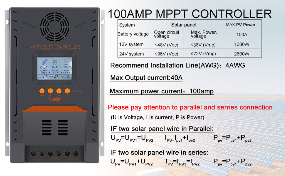 K100 Pro, 100A mppt solar charge controller