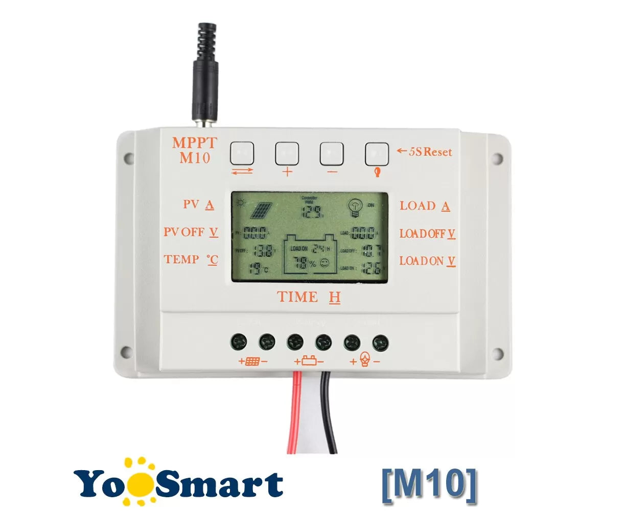 M10 - Contrôleur de charge solaire 10A Mppt Régulateur de batterie de panneau solaire 12V 24V