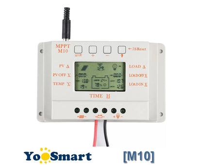 Controlador de carga solar M10 - 10A Mppt 12V 24V Regulador de bateria de painel solar