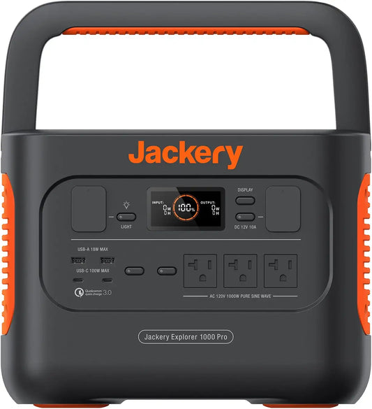 Centrale électrique portable Jackery Explorer 1000 Pro – Générateur solaire avec 1002 Wh, 2 ports PD 100 W et entrée 800 W, 1,8 h à pleine charge, compatible avec SolarSagas, pour camping-car, camping, urgences | Meilleur Solaire