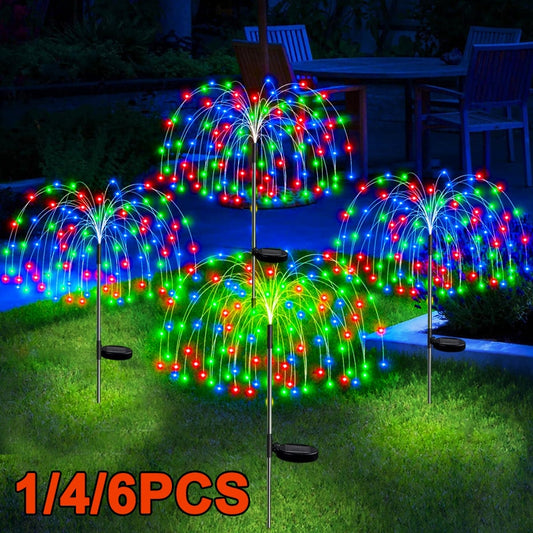 Luces LED de energía Solar fuegos artificiales decoración de jardín luces de hadas impermeable al aire libre lámpara de césped de diente de león para camino de Patio