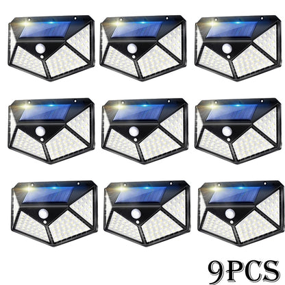 Le più recenti luci solari Outdoor 100 LED Solar Sensor Motion Light 3 modalità Outdoor Solar Wireless Lamp IP65 Lampade da parete impermeabili