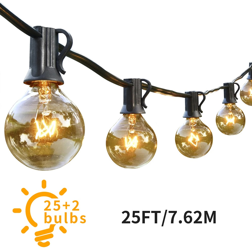 Stringa luminosa per esterni Fata Festoon Light String G40 Patio Ghirlanda per giardino Festa di nozze Ghirlanda decorativa Lampada Street Backya