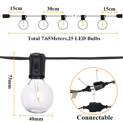 30cm 15cm Total 7.65Meters,25 LED