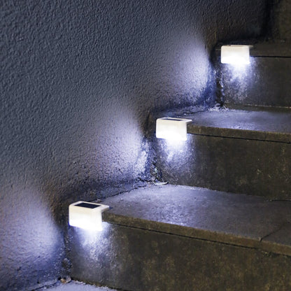 4pcs Path Stair LED Solar Lights IP65 Waterproof Outdoor Garden Yard Fence Wall Lawn Landscape Lamp Staircase Night Light Drop