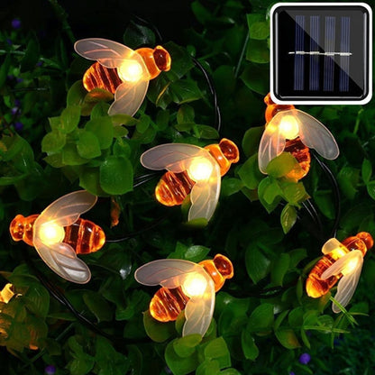 New Solar Powered Cute Honey Bee Led String Fairy Light 20leds 50leds Bee Outdoor Garden Fence Patio Christmas Garland Lights