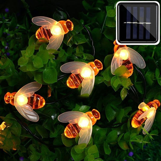 Nueva cadena de luces Led de hadas de abeja de miel con energía Solar, 20 ledes, 50 ledes, abeja, valla de jardín al aire libre, Patio, guirnalda de luces de Navidad