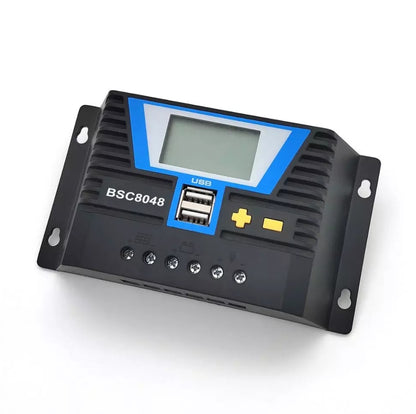 Regolatore solare PWM 20A 30A 60A 80A 12V/24V o 12V 24V 36V 48V Batteria al litio Regolatore di luce Dual Time Control e USB