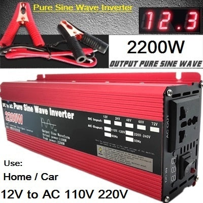 Pure Sine Wave Inverter 12V/24V To AC110V 220V 1000W 2000W 3000W Voltage Transformer Power Converter Solar Inverter LED Display