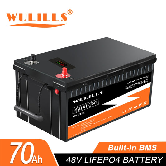 Nuovo pacco batteria LiFePO4 da 48 V 70 Ah - Batteria BMS LiFePO4 integrata da 48 V per sistema di energia solare Motore per pesca alla traina per camper esentasse