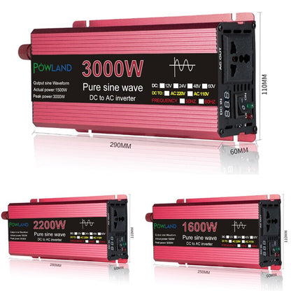 Pure Sine Wave Inverter 3000W 2200W 1600W 1000W DC 12v/24v To AC 110V/220V  Voltage Transformer Power Converter Solar Inverter