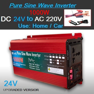 Reiner Sinus-Wechselrichter DC 12 V/24 V zu AC 110 V/220 V 1000 W 1600 W 2000 W 3000 W tragbarer Power-Bank-Konverter Solar-Wechselrichter