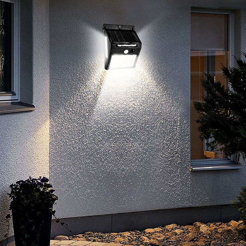 3sided 140LED PIR Motion Sensor Sunlight control Solar Energy Street lamp Yard Path Home Garden Solar Power Induction Wall Light