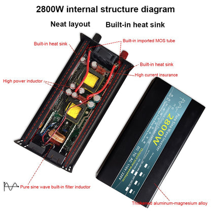 Pure Sine Wave Inverter DC 12v/24v To AC 220V 1000W 1600W 3000W Power Converter Voltage Transformer Solar Inverter LED Display