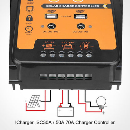 PowMr Solar Panel MPPT Solar Charge Controller 30A 50A 70A Solar Controller Solar Battery Solar Station Dual USB 5V LCD Display