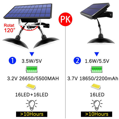 Amaryllis Double Head Solar Pendant Light Outdoor Indoor Solar Lamp With Line Warm White/White Lighting For Camping Garden Yard