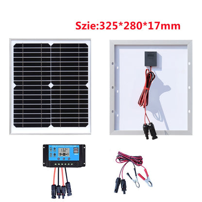 10W Rigid Solar Panel Tempered Glass Monocrystalline Solares Panels 12V Battery Charger Kit For Camping RV Yacht Street Light