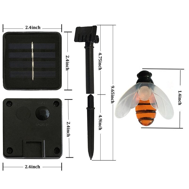 Nova luz de fada de corda de abelha fofa movida a energia solar 20 leds 50 leds abelha cerca de jardim ao ar livre pátio luzes de guirlanda de natal