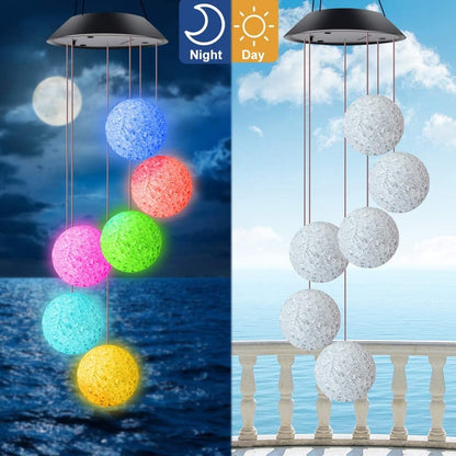 Color Changing Solar Power Wind Chime Hummingbird Angel Butterfly Waterproof Outdoor Decoration Light for Patio Yard Garden