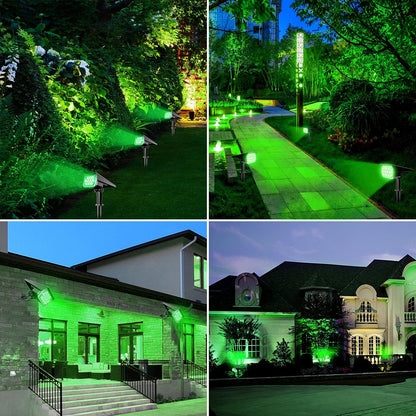 T-SUN Faretto solare orientabile Luce solare da giardino IP65 Luce verde a energia solare per la decorazione dell'albero del percorso del cortile Luce solare esterna