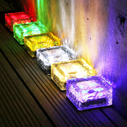 Solar Brick Ice Cube Light Outdoor Waterproof Path Stair Step LED Sunlight Garden Yard Pathway Party Christmas Landscape Lamp