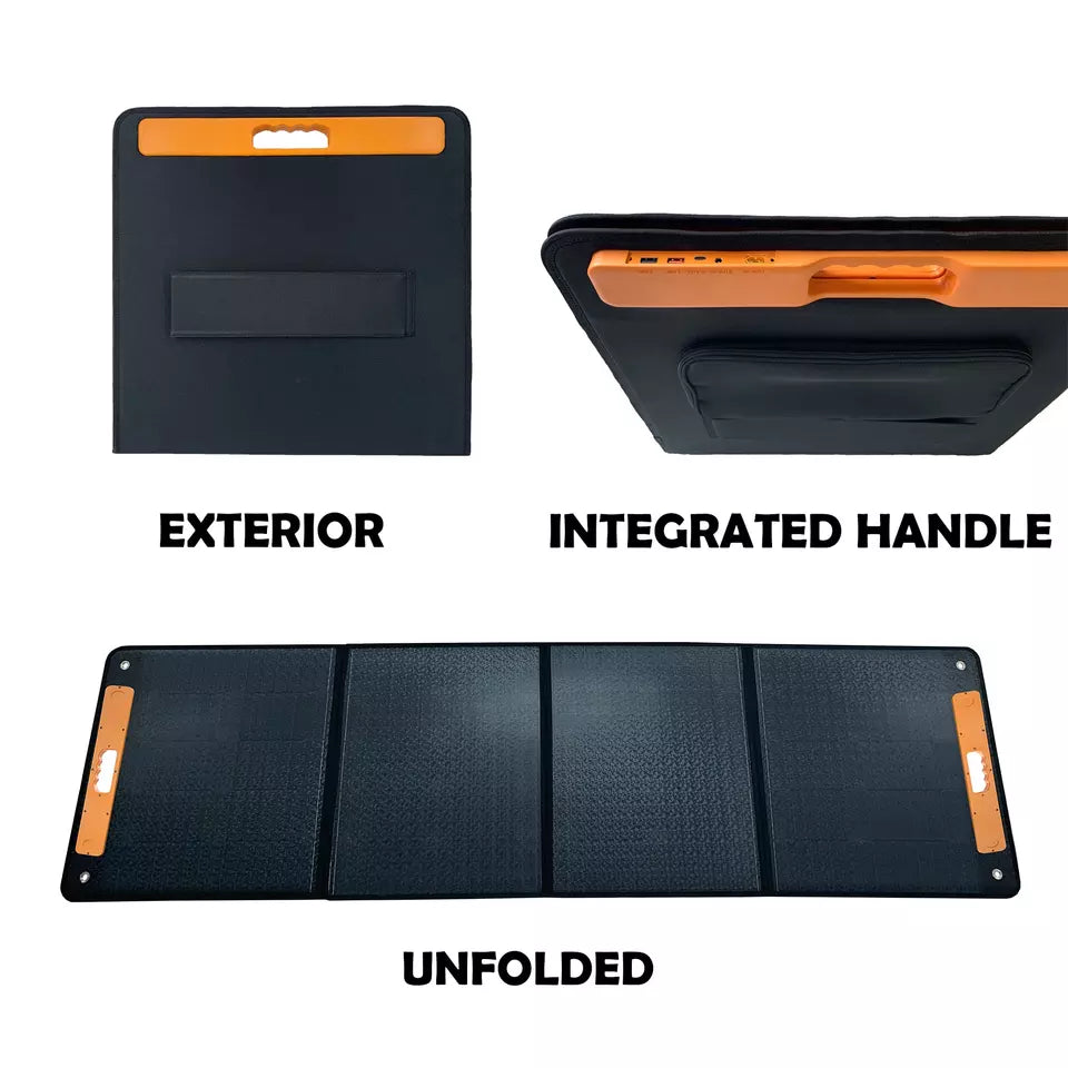 160W Portable Solar Panel, EXTERIOR INTEGRATED HANDLE UN