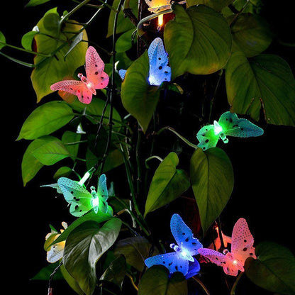 Garden Solar Lamp Butterfly String Lights Waterproof LED Garland Sun Power Outdoor Sunlight for Yard Fence Lawn Patio Decoration