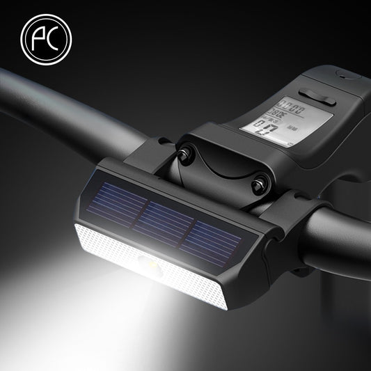 PCyling BLT258 Luz solar para bicicleta - Carga de energía solar IPX6 Interruptor inteligente a prueba de agua MTB Faro para bicicleta de carretera Accesorios para ciclismo