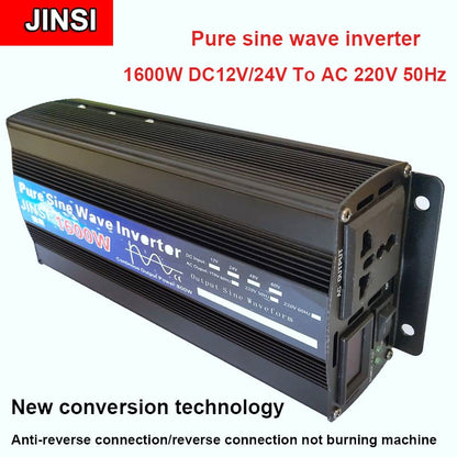 Pure Sine Wave Inverter 1000W 1600W 2000W DC 12V / 24V AC 110V 220V 50Hz 60Hz Power Inverter Home Car Converter Solar Energy